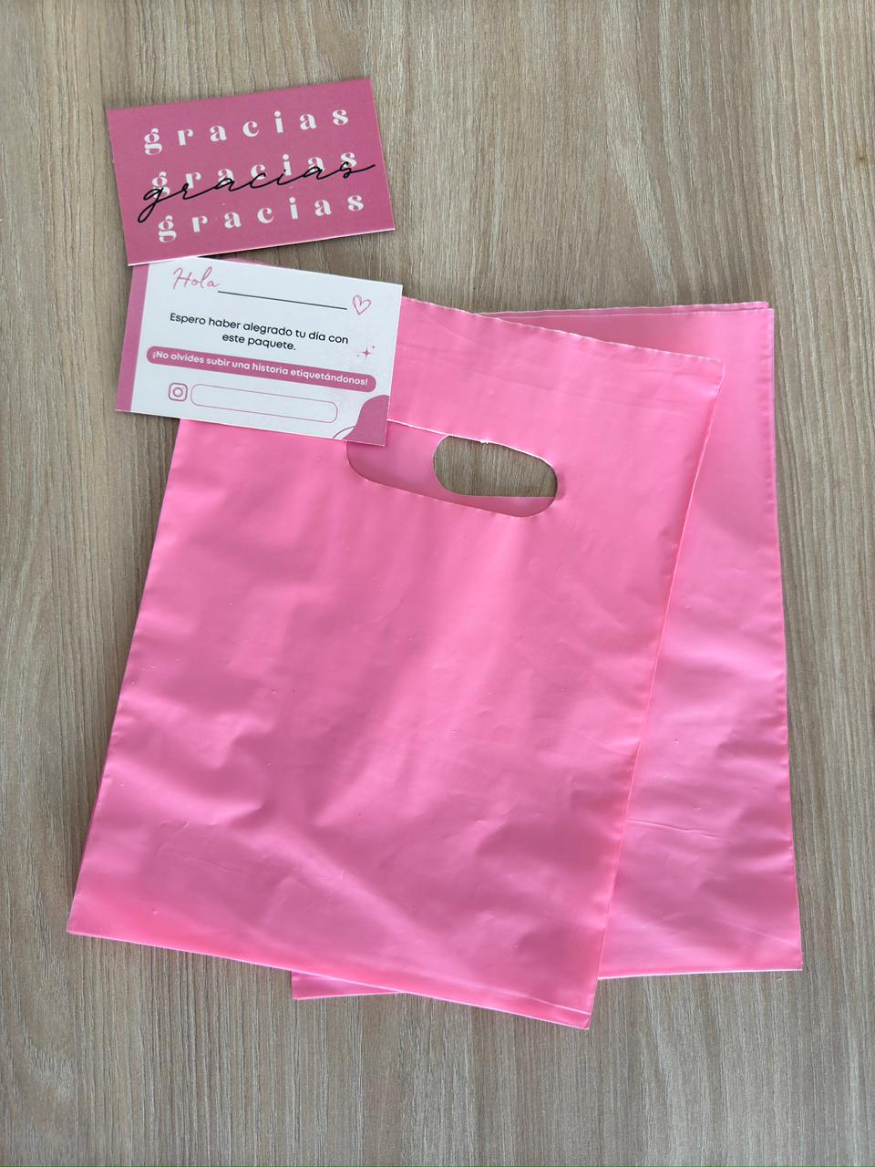 Combo 50 bolsas plásticas alta calidad + 50 tarjetas genéricas (Sin logo)