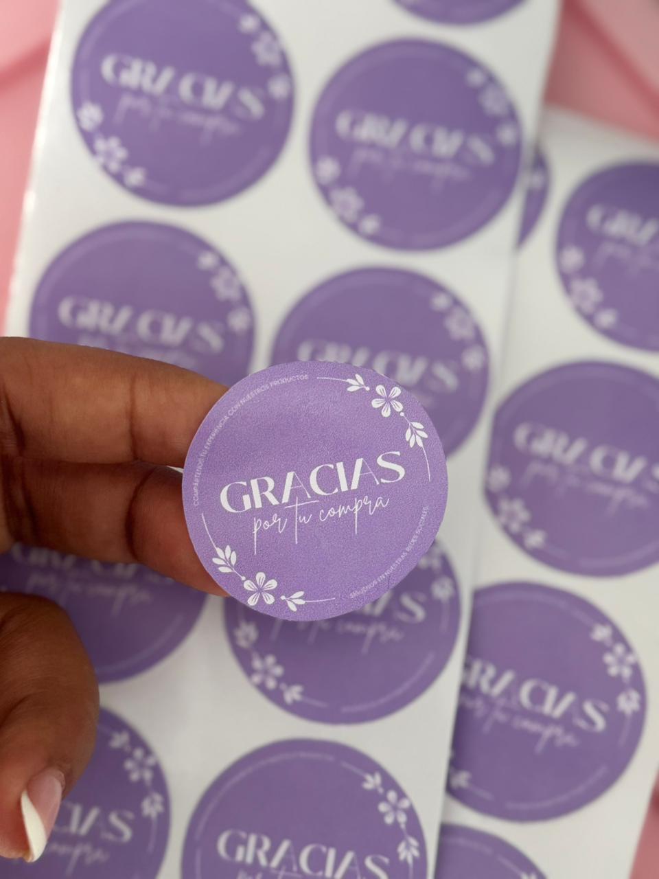 Stickers adhesivos génericos sin logo ''Gracias''.